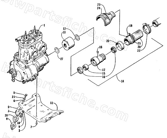 ENGINE AND RELATED ASSEMBLY diagram