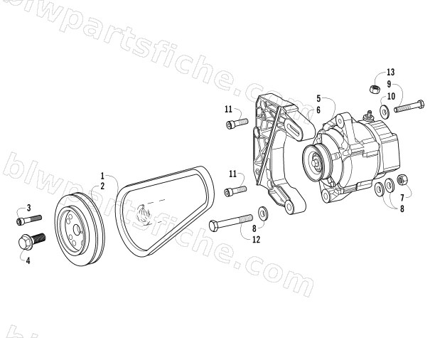 EXTERNAL ALTERNATOR AND DRIVE PULLEY ASSEMBLIES diagram