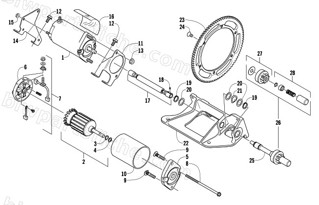 FLEX-DRIVE STARTER MOTOR ASSEMBLY diagram
