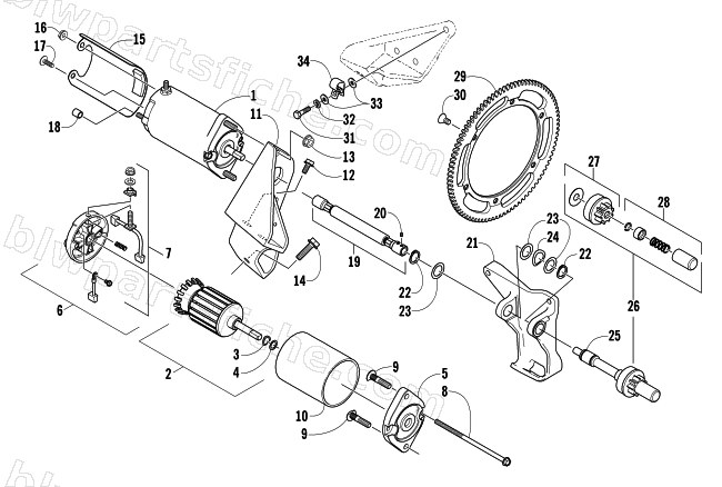 FLEX-DRIVE STARTER MOTOR ASSEMBLY diagram