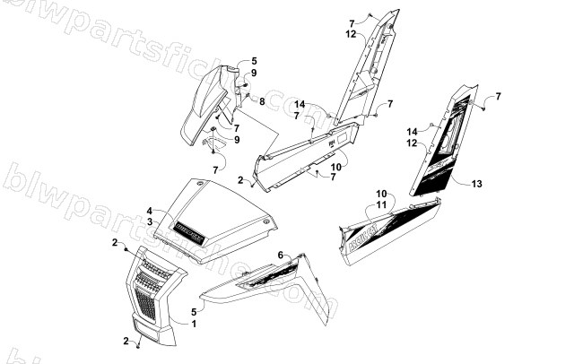 FRONT AND SIDE PANEL ASSEMBLIES diagram