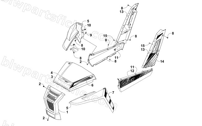 FRONT AND SIDE PANEL ASSEMBLIES diagram