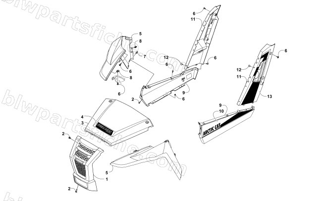 FRONT AND SIDE PANEL ASSEMBLIES diagram
