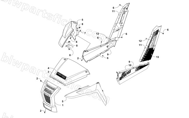 FRONT AND SIDE PANEL ASSEMBLIES diagram