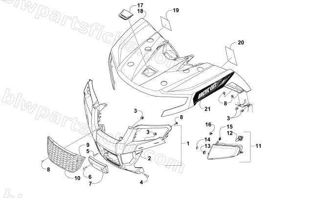 FRONT BODY PANEL AND HEADLIGHT ASSEMBLIES diagram