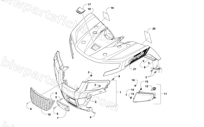 FRONT BODY PANEL AND HEADLIGHT ASSEMBLIES diagram