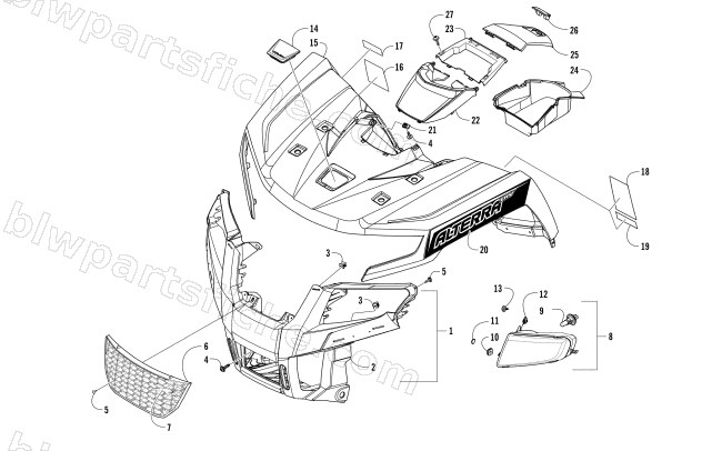 FRONT BODY PANEL AND HEADLIGHT ASSEMBLIES diagram
