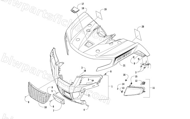 FRONT BODY PANEL AND HEADLIGHT ASSEMBLIES diagram