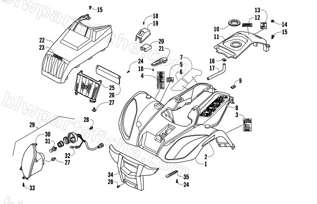 FRONT BODY PANEL AND HEADLIGHT ASSEMBLIES diagram