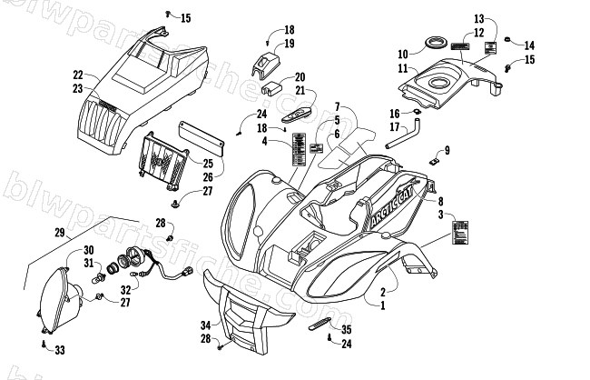 FRONT BODY PANEL AND HEADLIGHT ASSEMBLIES diagram