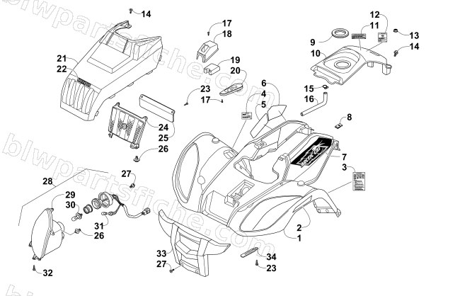 FRONT BODY PANEL AND HEADLIGHT ASSEMBLIES diagram