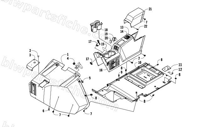 FRONT CONSOLE AND FLOOR PANEL ASSEMBLY diagram