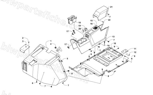 FRONT CONSOLE AND FLOOR PANEL ASSEMBLY diagram