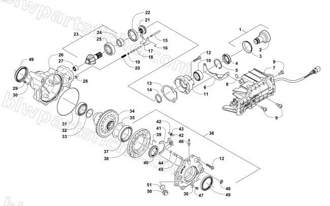FRONT DRIVE GEARCASE ASSEMBLY diagram