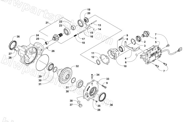 FRONT DRIVE GEARCASE ASSEMBLY diagram