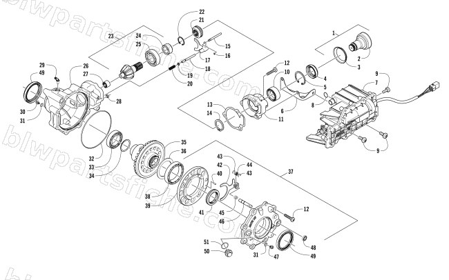 FRONT DRIVE GEARCASE ASSEMBLY diagram