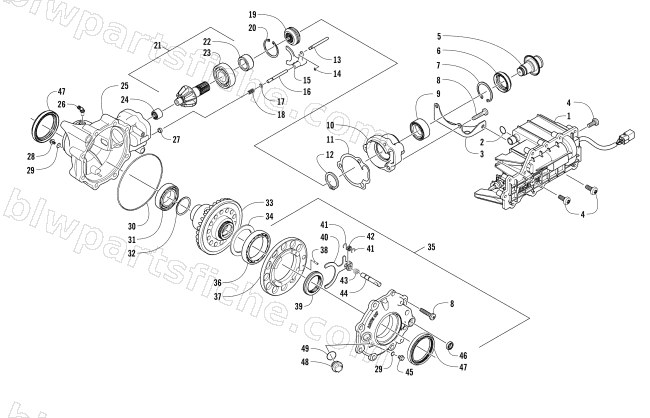 FRONT DRIVE GEARCASE ASSEMBLY diagram