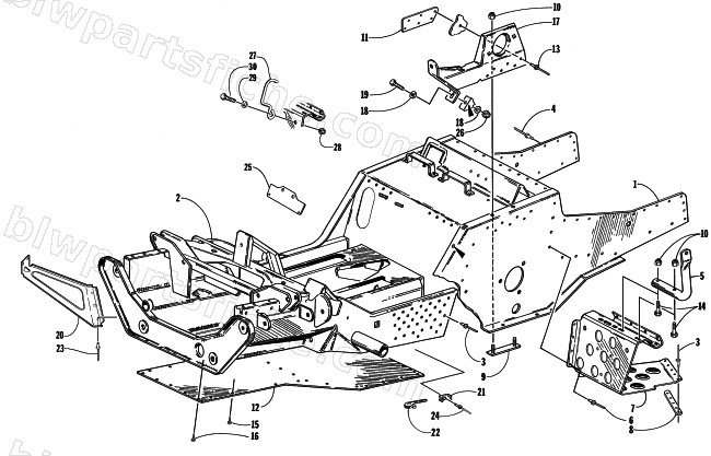 FRONT FRAME AND FOOTREST ASSEMBLY diagram