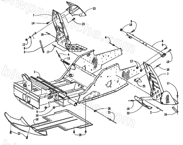 FRONT FRAME AND FOOTREST ASSEMBLY diagram