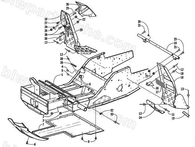 FRONT FRAME AND FOOTREST ASSEMBLY diagram