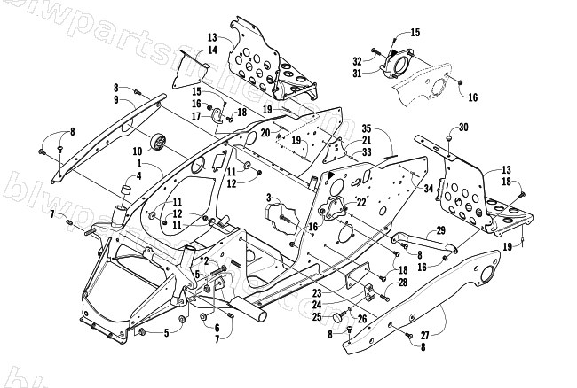 FRONT FRAME AND FOOTREST ASSEMBLY diagram