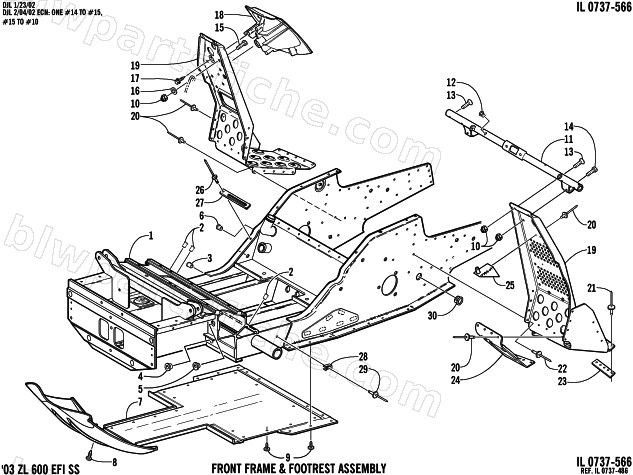 FRONT FRAME AND FOOTREST ASSEMBLY diagram