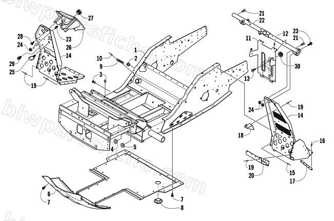 FRONT FRAME AND FOOTREST ASSEMBLY diagram