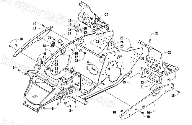 FRONT FRAME AND FOOTREST ASSEMBLY diagram