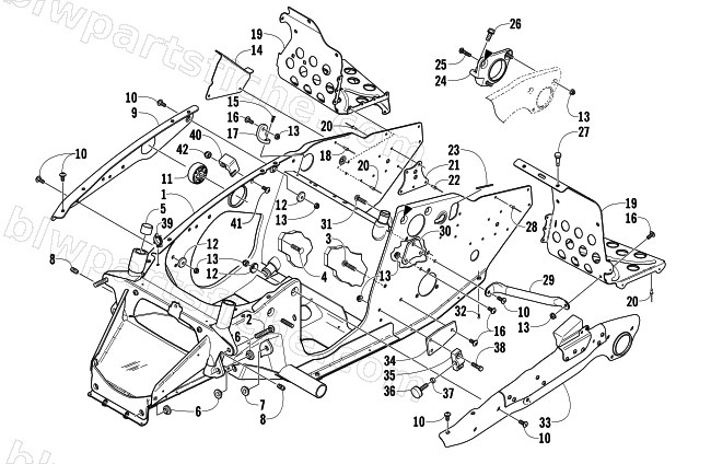FRONT FRAME AND FOOTREST ASSEMBLY diagram