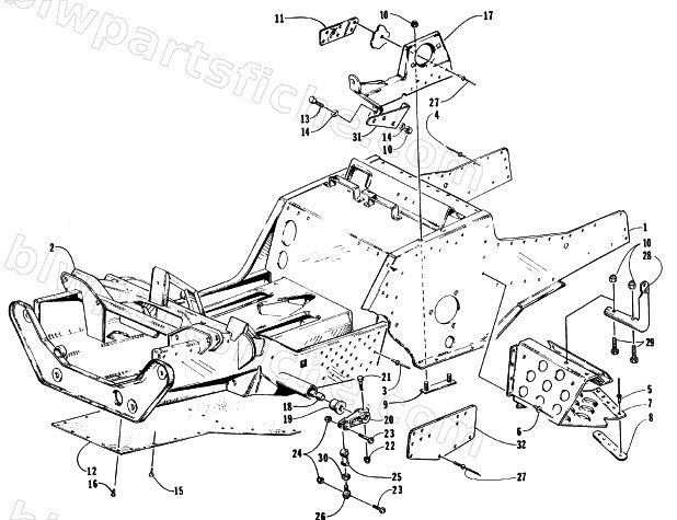 FRONT FRAME AND FOOTREST ASSEMBLY diagram