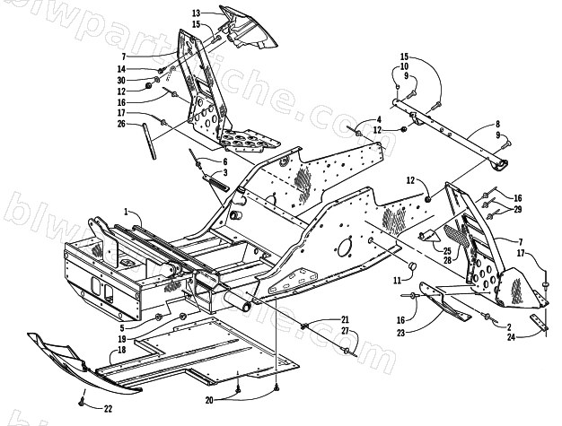 FRONT FRAME AND FOOTREST ASSEMBLY (STD AND INT) diagram
