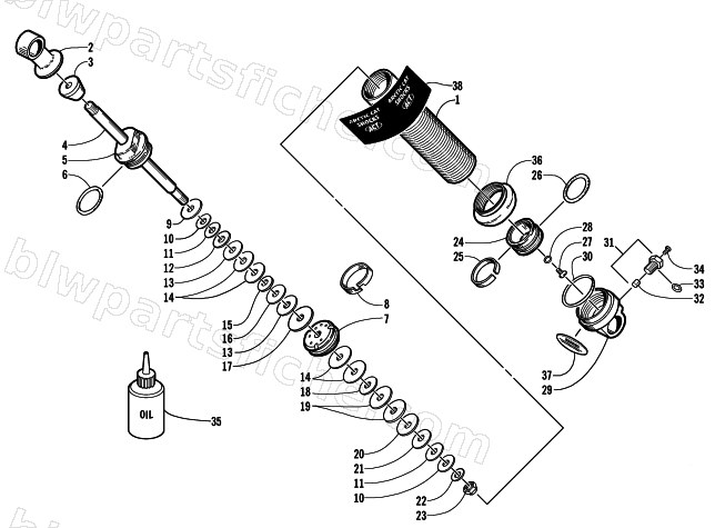 FRONT SUSPENSION SHOCK ABSORBER diagram
