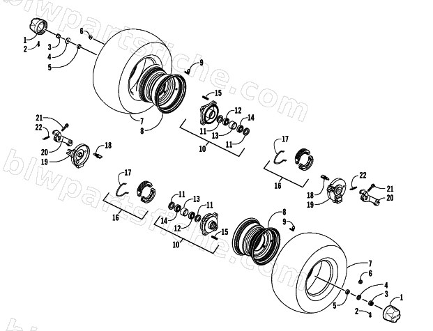 FRONT WHEEL AND BRAKE ASSEMBLIES diagram