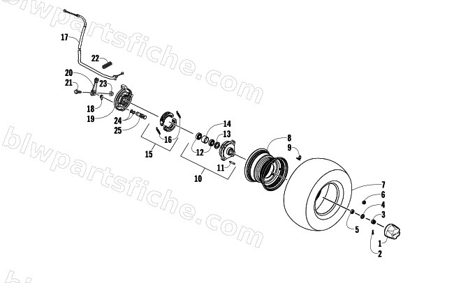 FRONT WHEEL AND BRAKE ASSEMBLIES diagram
