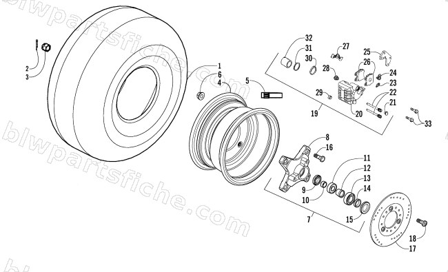 FRONT WHEELS AND BRAKE ASSEMBLY diagram