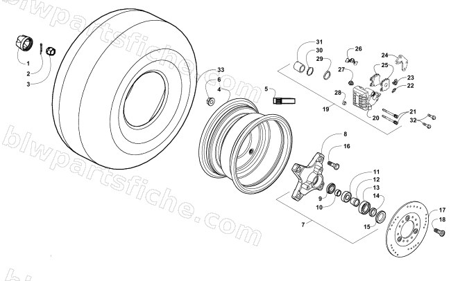 FRONT WHEELS AND BRAKE ASSEMBLY diagram