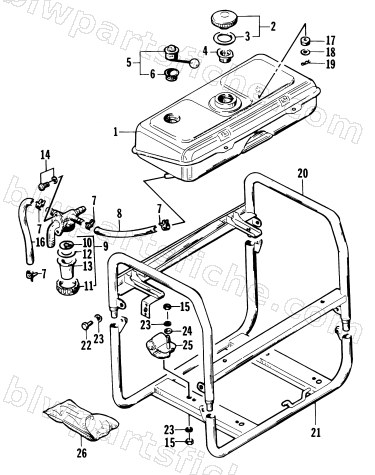 FUEL TANK & FRAME ASSEMBLY diagram