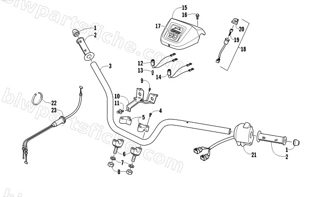 HANDLEBAR AND CONTROL ASSEMBLY diagram
