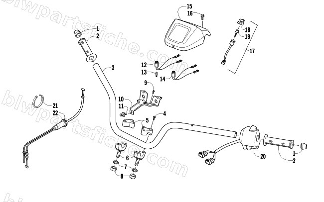 HANDLEBAR AND CONTROL ASSEMBLY diagram
