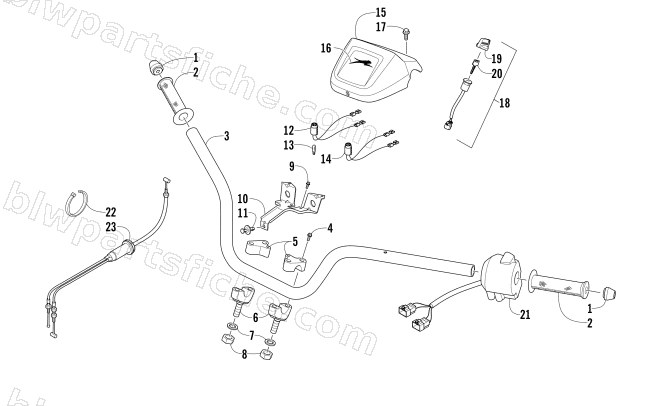 HANDLEBAR AND CONTROL ASSEMBLY diagram