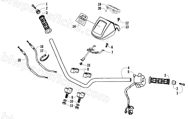 HANDLEBAR AND CONTROLS ASSEMBLY diagram