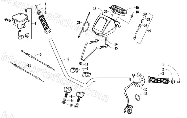 HANDLEBAR, INSTRUMENT POD, AND CONTROL ASSEMBLIES diagram