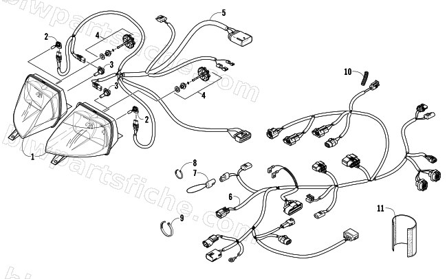 HEADLIGHT AND WIRING ASSEMBLIES diagram
