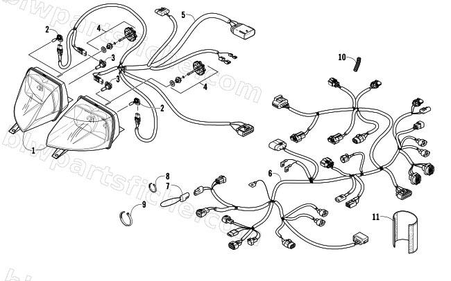 HEADLIGHT AND WIRING ASSEMBLIES diagram
