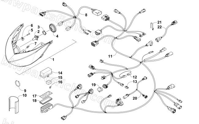 HEADLIGHT AND WIRING ASSEMBLIES diagram