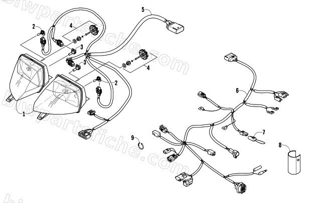 HEADLIGHT AND WIRING ASSEMBLIES diagram