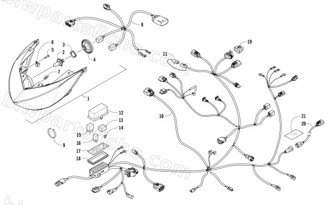 HEADLIGHT AND WIRING ASSEMBLIES diagram