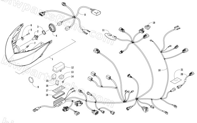 HEADLIGHT AND WIRING ASSEMBLIES diagram