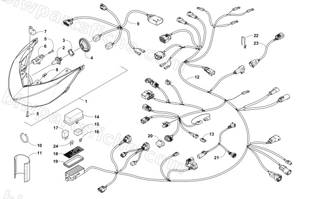 HEADLIGHT AND WIRING ASSEMBLIES diagram