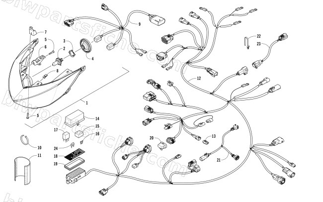 HEADLIGHT AND WIRING ASSEMBLIES diagram